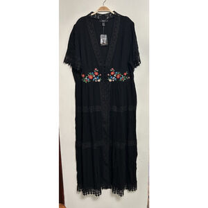 Forever 21 Duster Women’s 3X Embroidered Floral Lace Tiered Sheer Cover Up Long